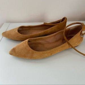 Madewell suede ankle strap flats 6.5